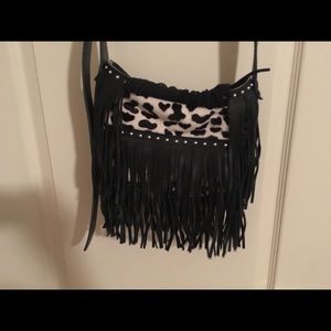 Leather fringe purse